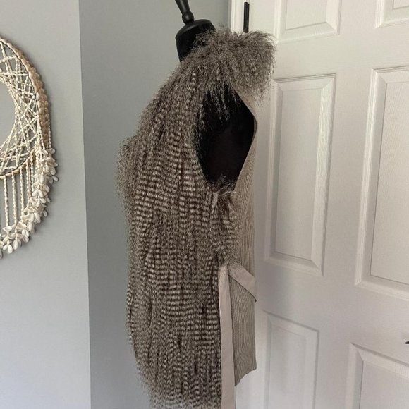 Silver and Beige Faux Fur Vest - Picture 2 of 4